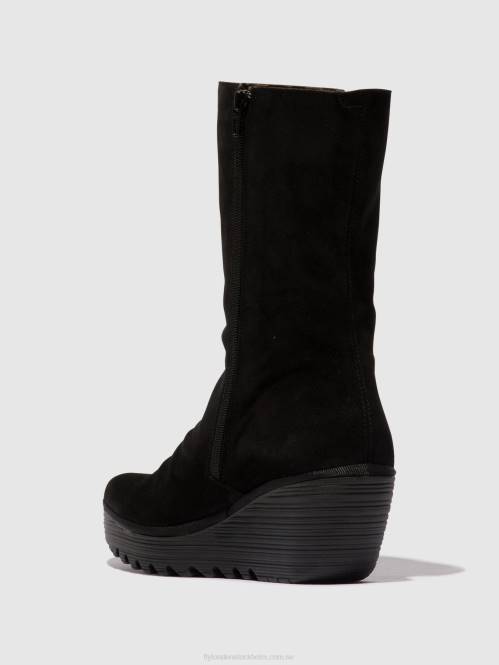 ankelboots med dragkedja yemy408 oil kvinnor Fly London 2T023 mousse/mousse svart