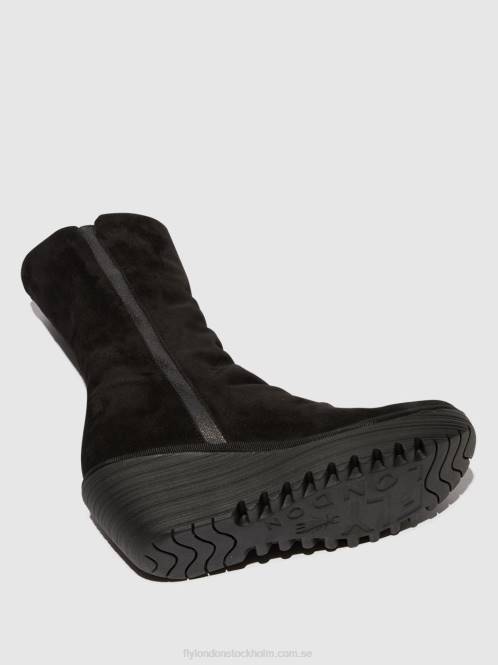 ankelboots med dragkedja yemy408 oil kvinnor Fly London 2T023 mousse/mousse svart