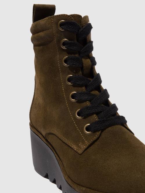 ankelboots med snörning biaz329 kvinnor Fly London 2T02212 oljemockaslam