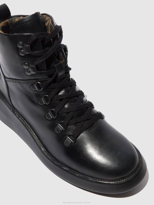ankelboots med snörning bika501 kvinnor Fly London 2T02205 matta svart