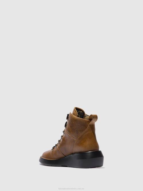 ankelboots med snörning bika501 kvinnor Fly London 2T02206 matta kamel
