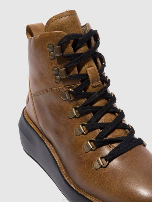 ankelboots med snörning bika501 kvinnor Fly London 2T02206 matta kamel