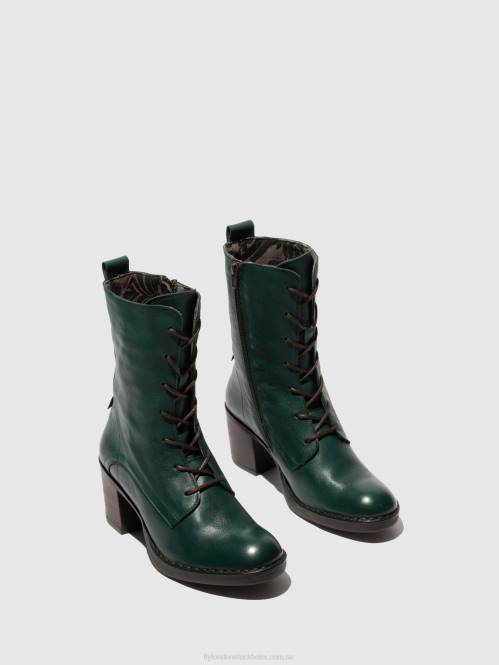 ankelboots med snörning blya070 kvinnor Fly London 2T02209 verona grön skog