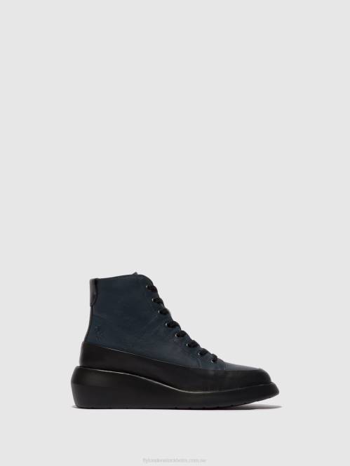 ankelboots med snörning boze515 kvinnor Fly London 2T02106 svart/marinblå