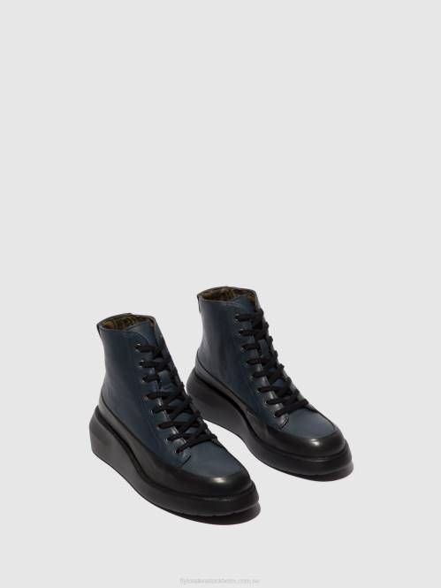 ankelboots med snörning boze515 kvinnor Fly London 2T02106 svart/marinblå