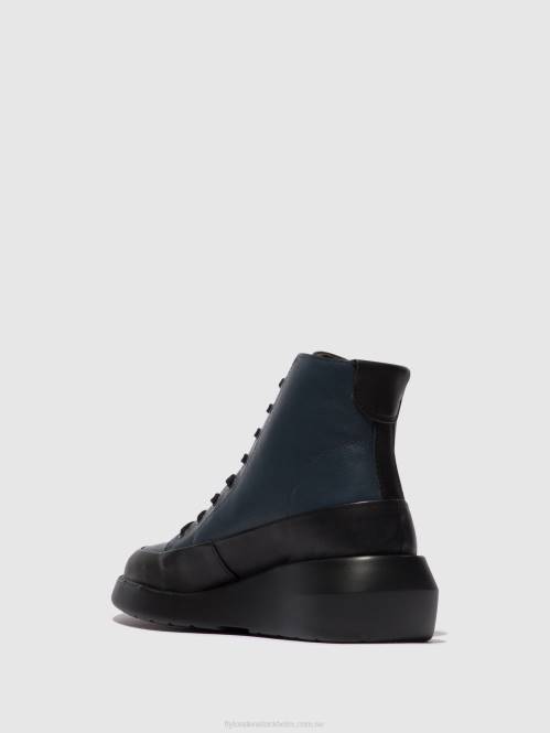 ankelboots med snörning boze515 kvinnor Fly London 2T02106 svart/marinblå