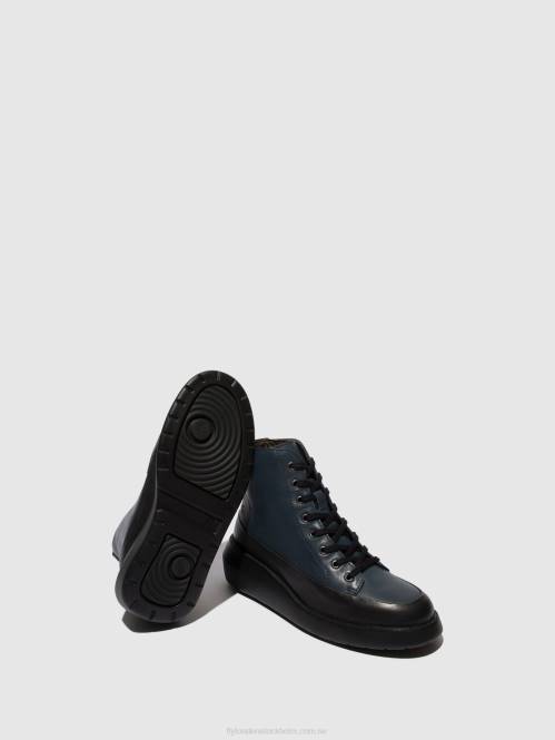 ankelboots med snörning boze515 kvinnor Fly London 2T02106 svart/marinblå
