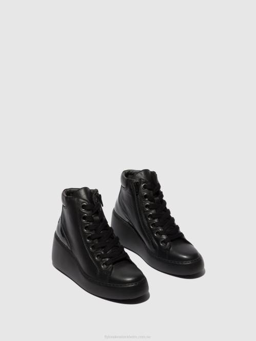 ankelboots med snörning dice468 kvinnor Fly London 2T02108 svart (svart sula)
