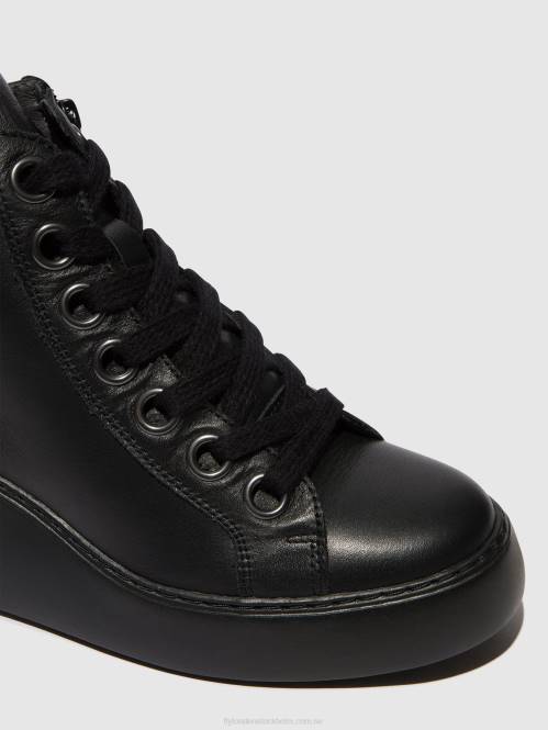 ankelboots med snörning dice468 kvinnor Fly London 2T02108 svart (svart sula)