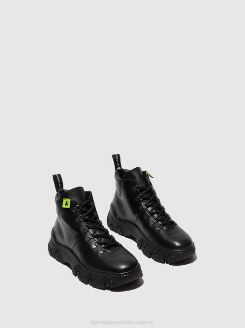 ankelboots med snörning figa887 kvinnor Fly London 2T02166 tunder svart