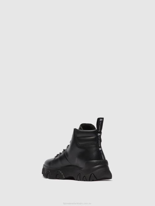 ankelboots med snörning figa887 kvinnor Fly London 2T02166 tunder svart