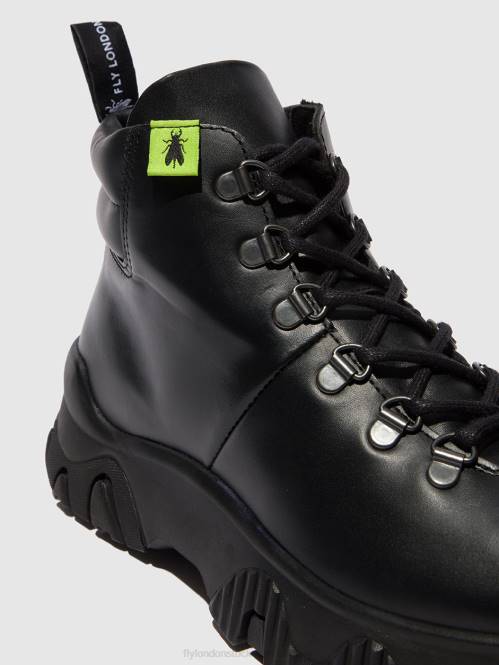 ankelboots med snörning figa887 kvinnor Fly London 2T02166 tunder svart