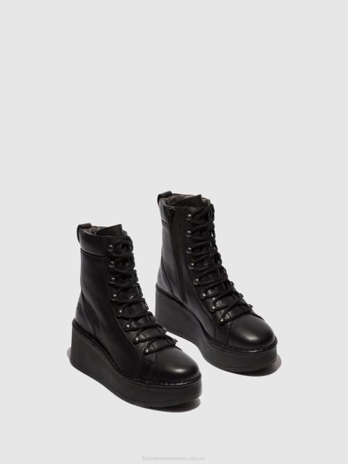 ankelboots med snörning hand247 kvinnor Fly London 2T02102 svart