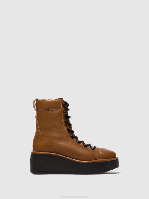 ankelboots med snörning hand247 kvinnor Fly London 2T02103 cuoio