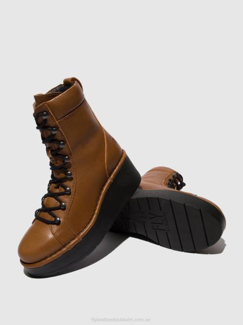 ankelboots med snörning hand247 kvinnor Fly London 2T02103 cuoio