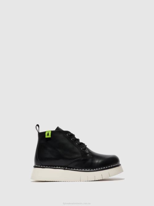 ankelboots med snörning idda244 kvinnor Fly London 2T02167 tunder svart