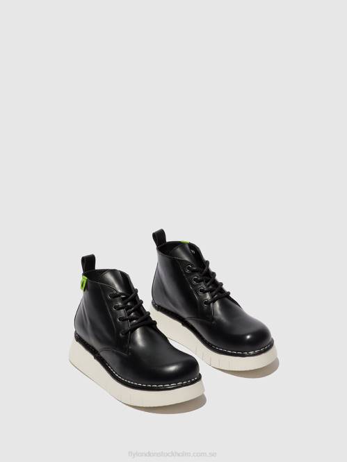 ankelboots med snörning idda244 kvinnor Fly London 2T02167 tunder svart