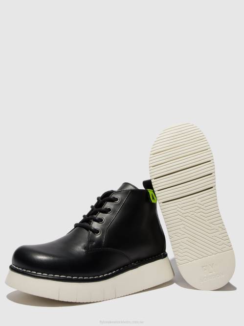 ankelboots med snörning idda244 kvinnor Fly London 2T02167 tunder svart