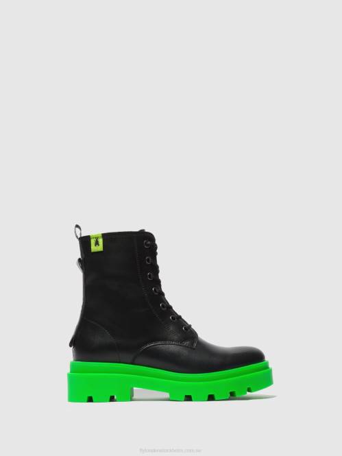 ankelboots med snörning jacy881 kvinnor Fly London 2T02162 nausica svart (grön sula)