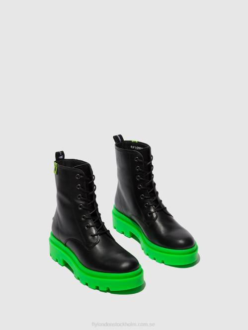 ankelboots med snörning jacy881 kvinnor Fly London 2T02162 nausica svart (grön sula)