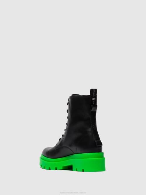 ankelboots med snörning jacy881 kvinnor Fly London 2T02162 nausica svart (grön sula)