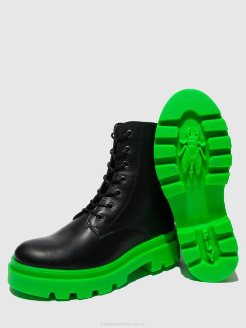 ankelboots med snörning jacy881 kvinnor Fly London 2T02162 nausica svart (grön sula)