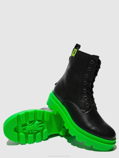 ankelboots med snörning jacy881 kvinnor Fly London 2T02162 nausica svart (grön sula)