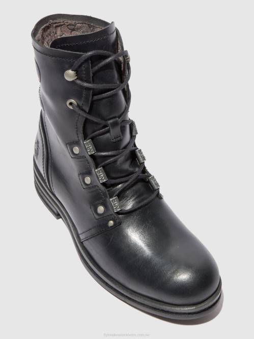 ankelboots med snörning knot792 kvinnor Fly London 2T02197 matta svart