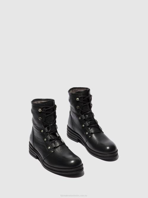 ankelboots med snörning knot792 kvinnor Fly London 2T02198 rio svart