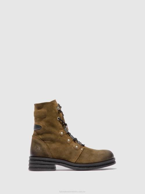ankelboots med snörning knot792 kvinnor Fly London 2T02202 oljemockaslam
