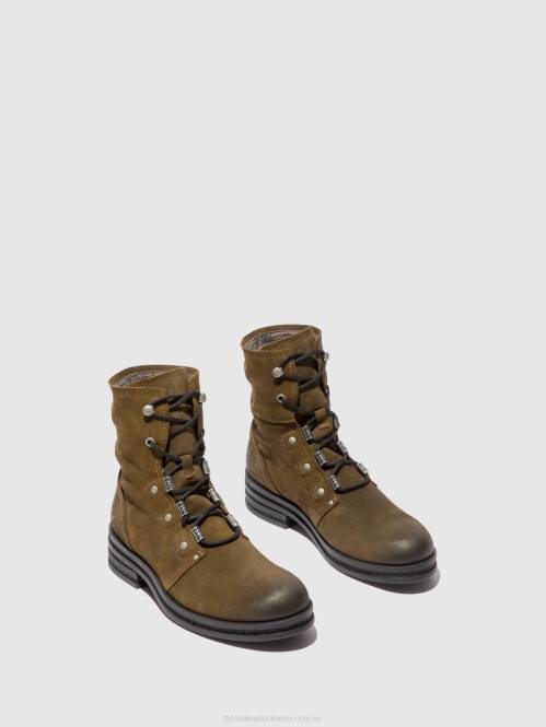 ankelboots med snörning knot792 kvinnor Fly London 2T02202 oljemockaslam