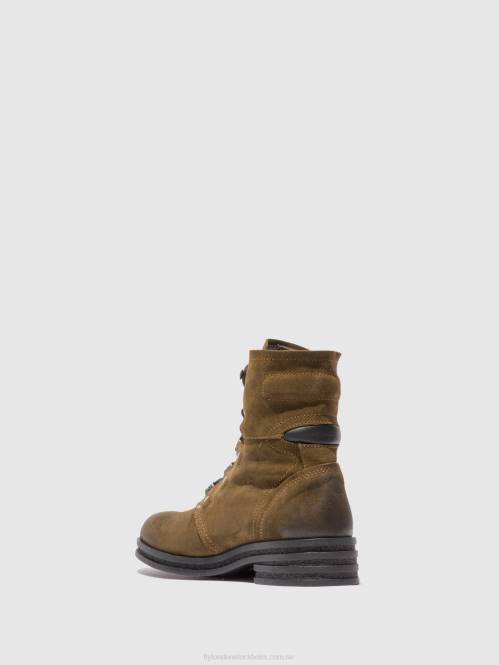 ankelboots med snörning knot792 kvinnor Fly London 2T02202 oljemockaslam