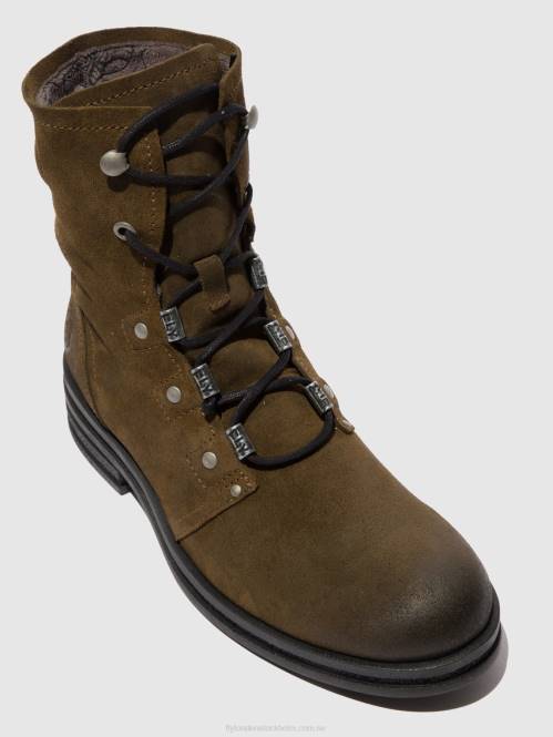 ankelboots med snörning knot792 kvinnor Fly London 2T02202 oljemockaslam