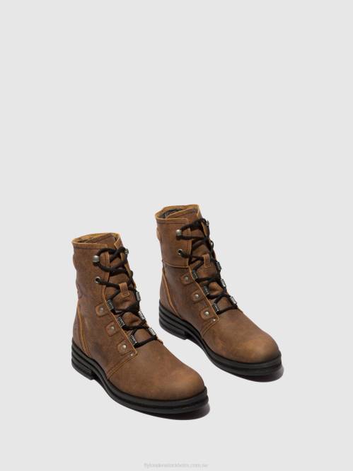 ankelboots med snörning knot792 kvinnor Fly London 2T0298 brun