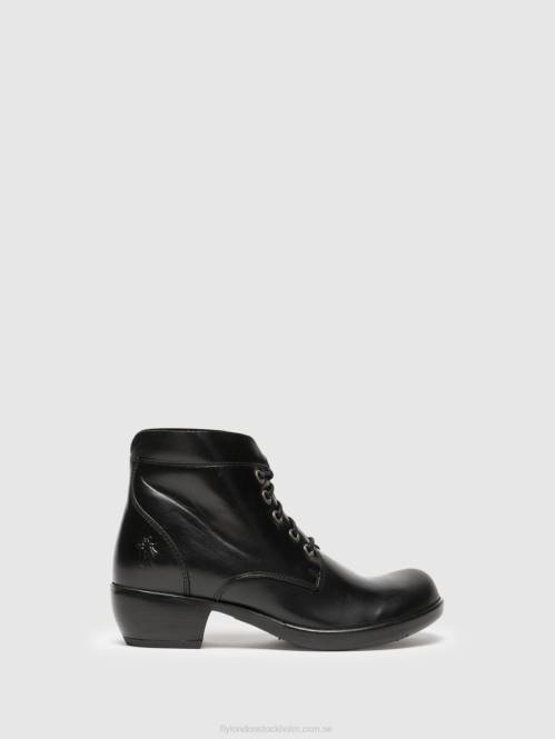 ankelboots med snörning mesu780 kvinnor Fly London 2T02268 svart