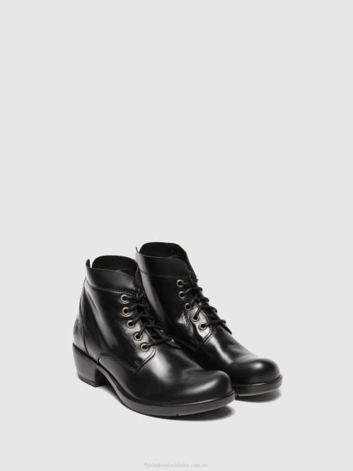 ankelboots med snörning mesu780 kvinnor Fly London 2T02268 svart
