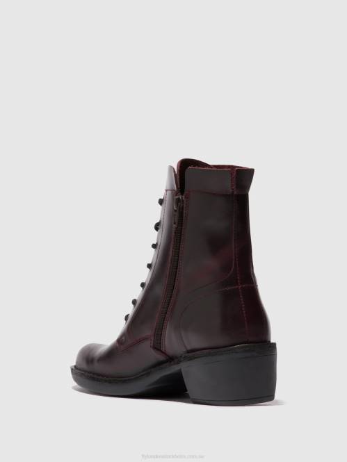 ankelboots med snörning milu044 kvinnor Fly London 2T02100 vin