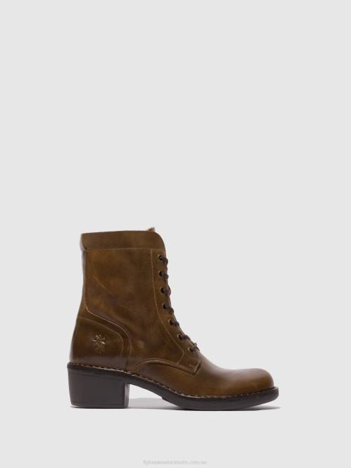 ankelboots med snörning milu044 kvinnor Fly London 2T02194 matta kamel