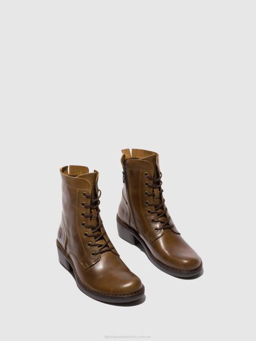 ankelboots med snörning milu044 kvinnor Fly London 2T02194 matta kamel