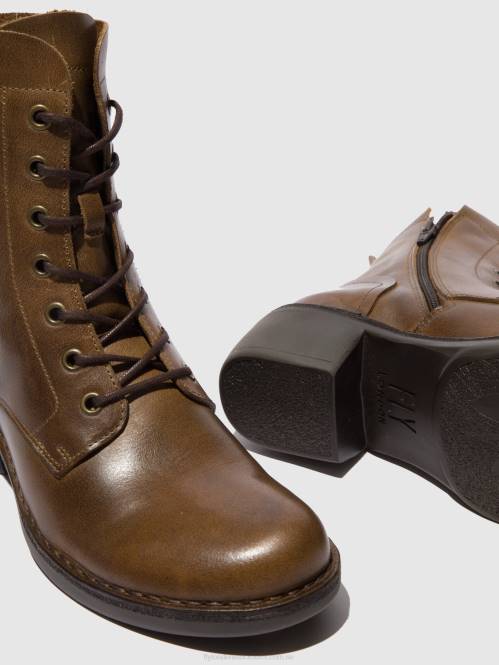 ankelboots med snörning milu044 kvinnor Fly London 2T02194 matta kamel