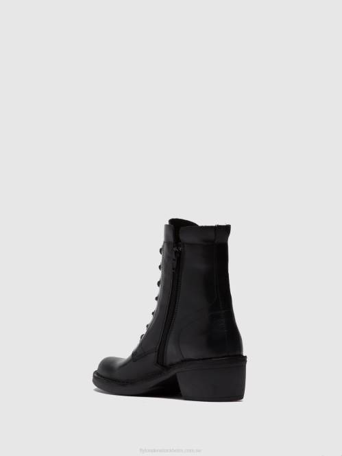 ankelboots med snörning milu044 kvinnor Fly London 2T02252 matta svart