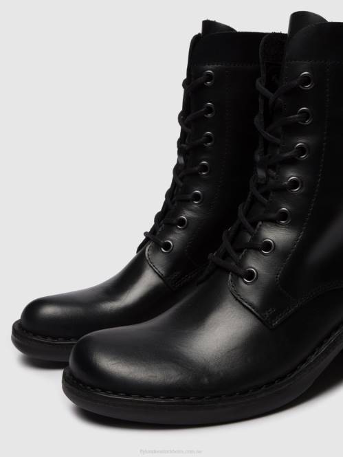 ankelboots med snörning milu044 kvinnor Fly London 2T02252 matta svart
