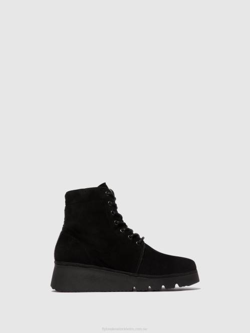 ankelboots med snörning pall404 kvinnor Fly London 2T024 svart mocka för barn