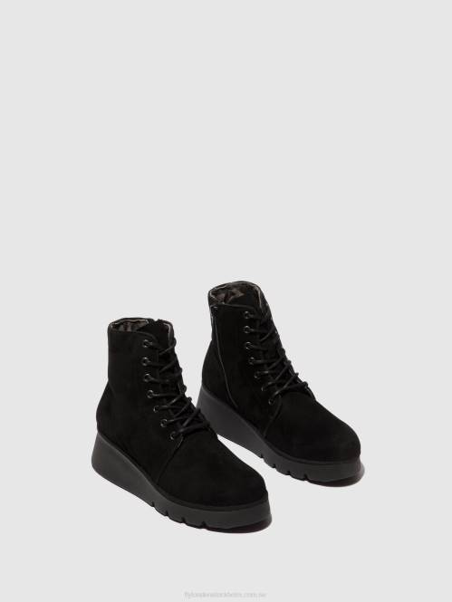 ankelboots med snörning pall404 kvinnor Fly London 2T024 svart mocka för barn