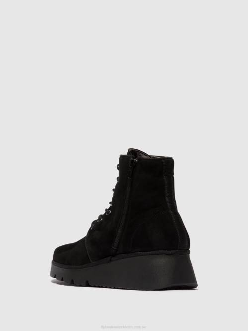 ankelboots med snörning pall404 kvinnor Fly London 2T024 svart mocka för barn