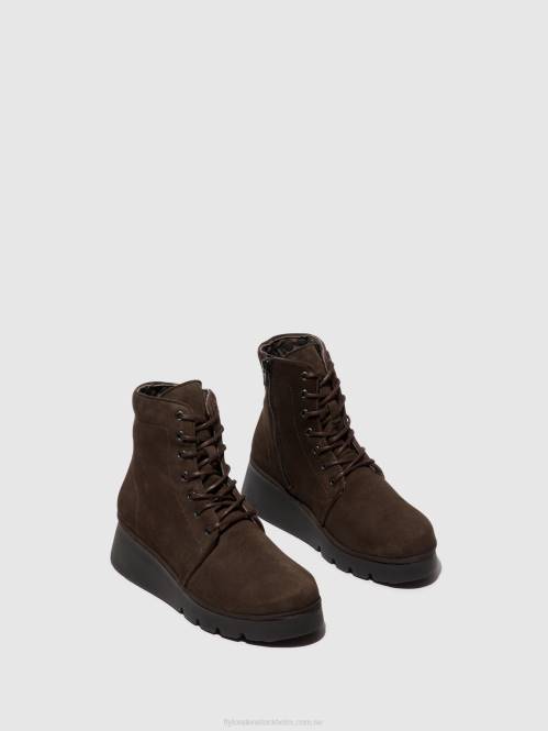 ankelboots med snörning pall404 kvinnor Fly London 2T0294 dk. taupe