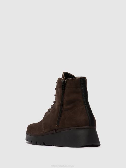 ankelboots med snörning pall404 kvinnor Fly London 2T0294 dk. taupe