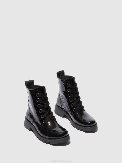 ankelboots med snörning ragi539 kvinnor Fly London 2T02175 atlantis black (svart sula)