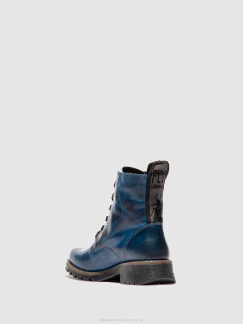 ankelboots med snörning ragi539 kvinnor Fly London 2T02193 matta kungsblå