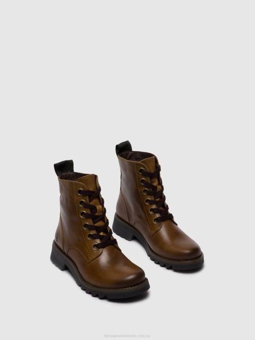 ankelboots med snörning ragi539 kvinnor Fly London 2T02251 matta kamel